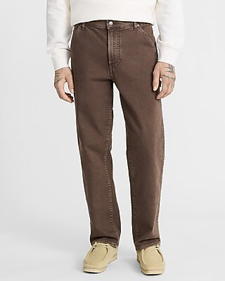 Loose Brown Stretch Carpenter Jeans | Express