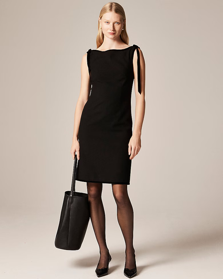 Seamed sheath dress with velvet bows in four-season stretch | J. Crew US