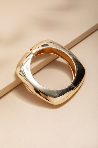 Veronica Square Gold Bangle Bracelet | Francesca's