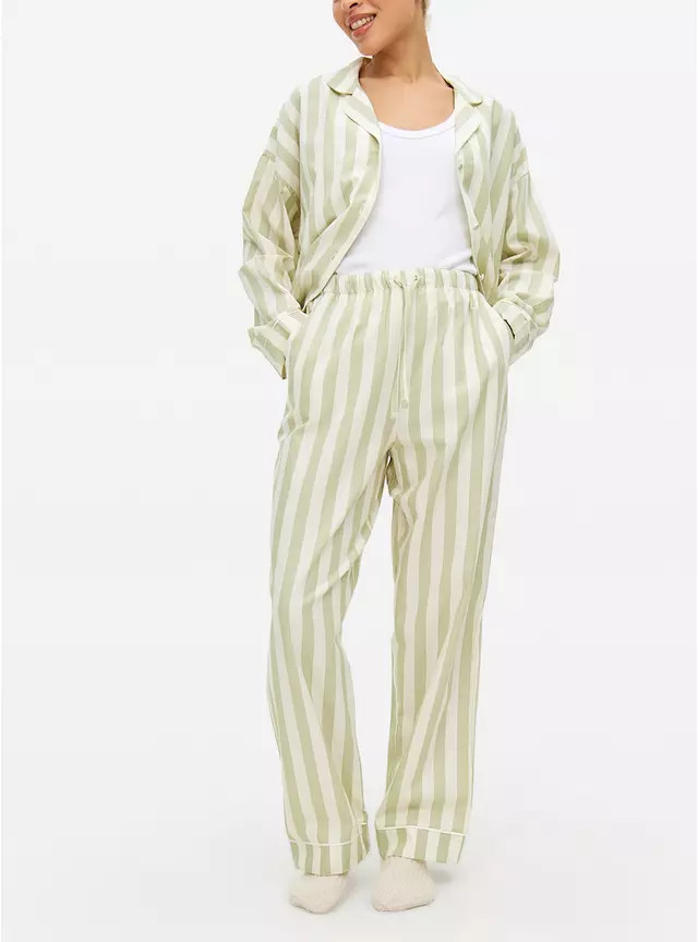 Green Stripe Poplin Co-ord Pyjama Bottoms 12 | Tu Clothing