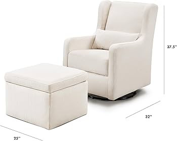 Carter's by DaVinci Adrian Swivel Glider with Storage Ottoman in Performance Cream Linen, Water R... | Amazon (US)