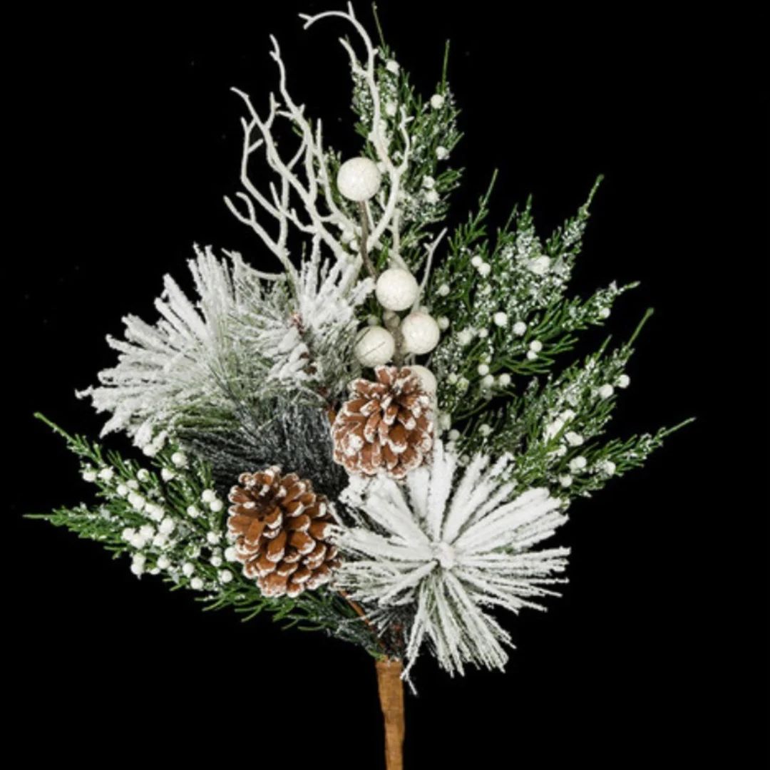 Snowy Pine Cone Spray, Artificial Pine Spray, 19" Spray, Wreath Embellishment, Holiday Floral Dec... | Etsy (US)