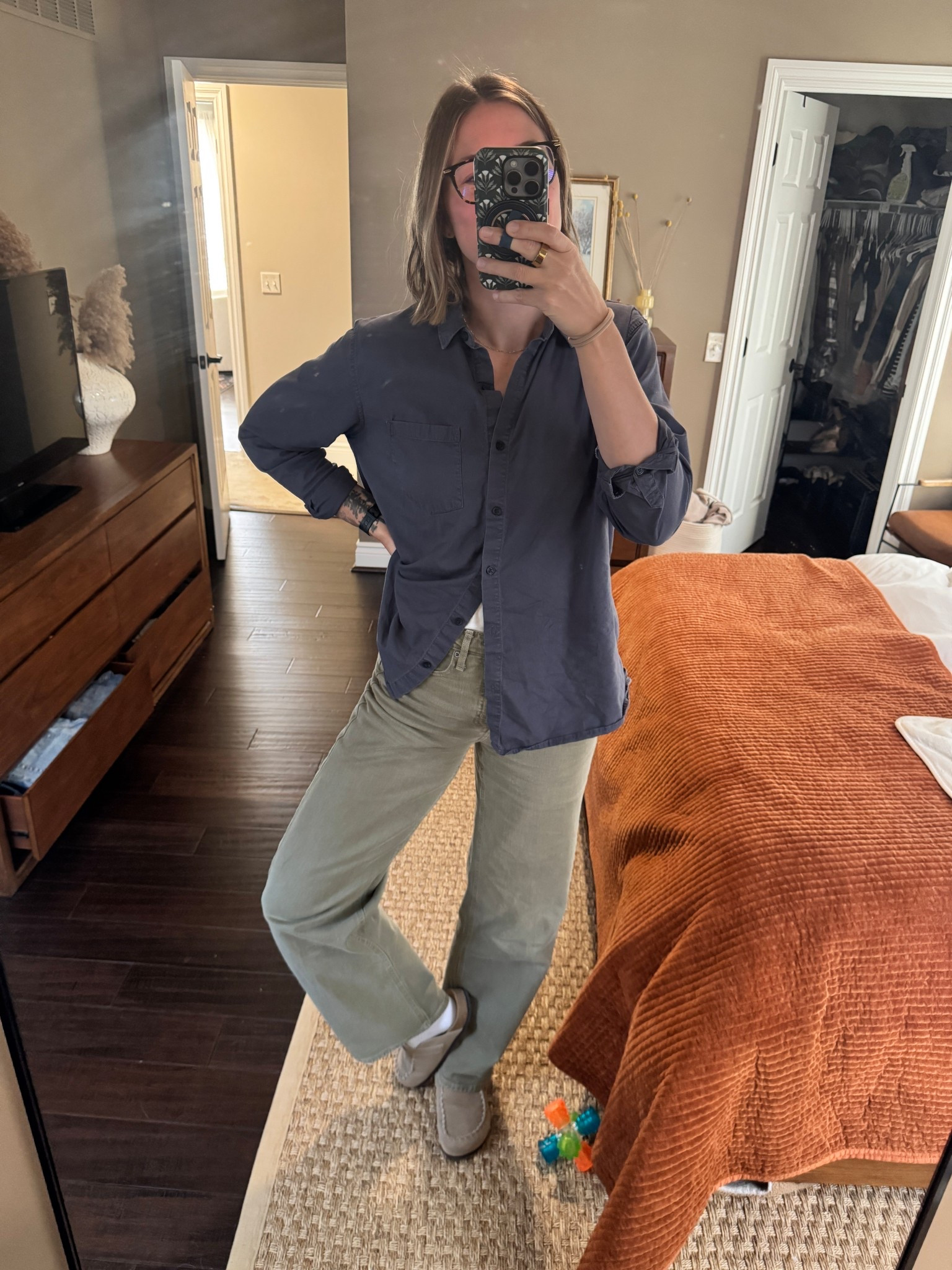 Thrifted top, Old Navy bottoms (4 tall) - they don't have the green right now but they have denim and black and super cash to save! These shoes are my fav Birkenstock do0p for the season- sized up bc I'm between sizes  

#LTKSpringSale #LTKmomlife #LTKootd