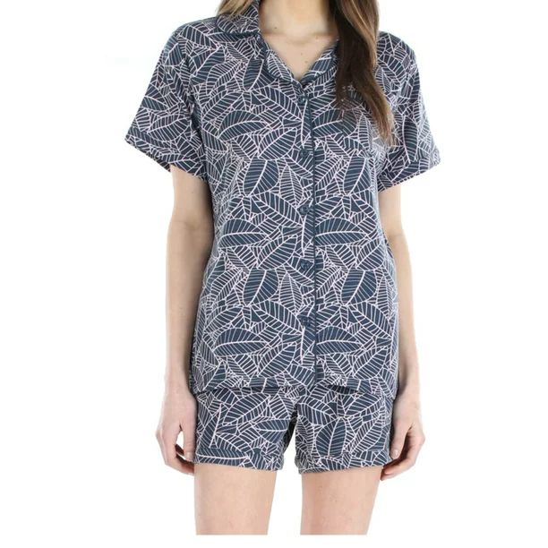 Sleepyheads Women's Jersey Short Sleeve Button-Up Top and Shorts Pajama Set | Walmart (US)