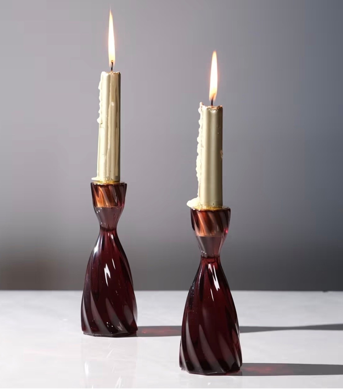 Twizzle Twist Candle Holder, Decorative Candle Holder for Table Display, Romantic Decoration, Unique Home DÉCOR Aesthetic, Housewarming Gift, Brown Height 5.7 inches Set of 2 - Resin

#LTKHome