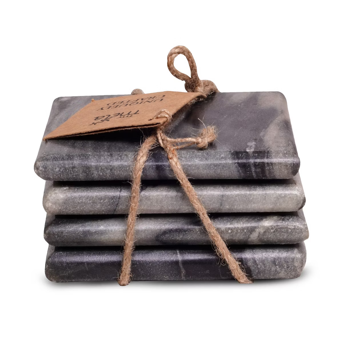 Mela Artisans Marble Coasters for Drinks, Set of 4 Decorative Sleek Black Marble Coasters - Squar... | Target
