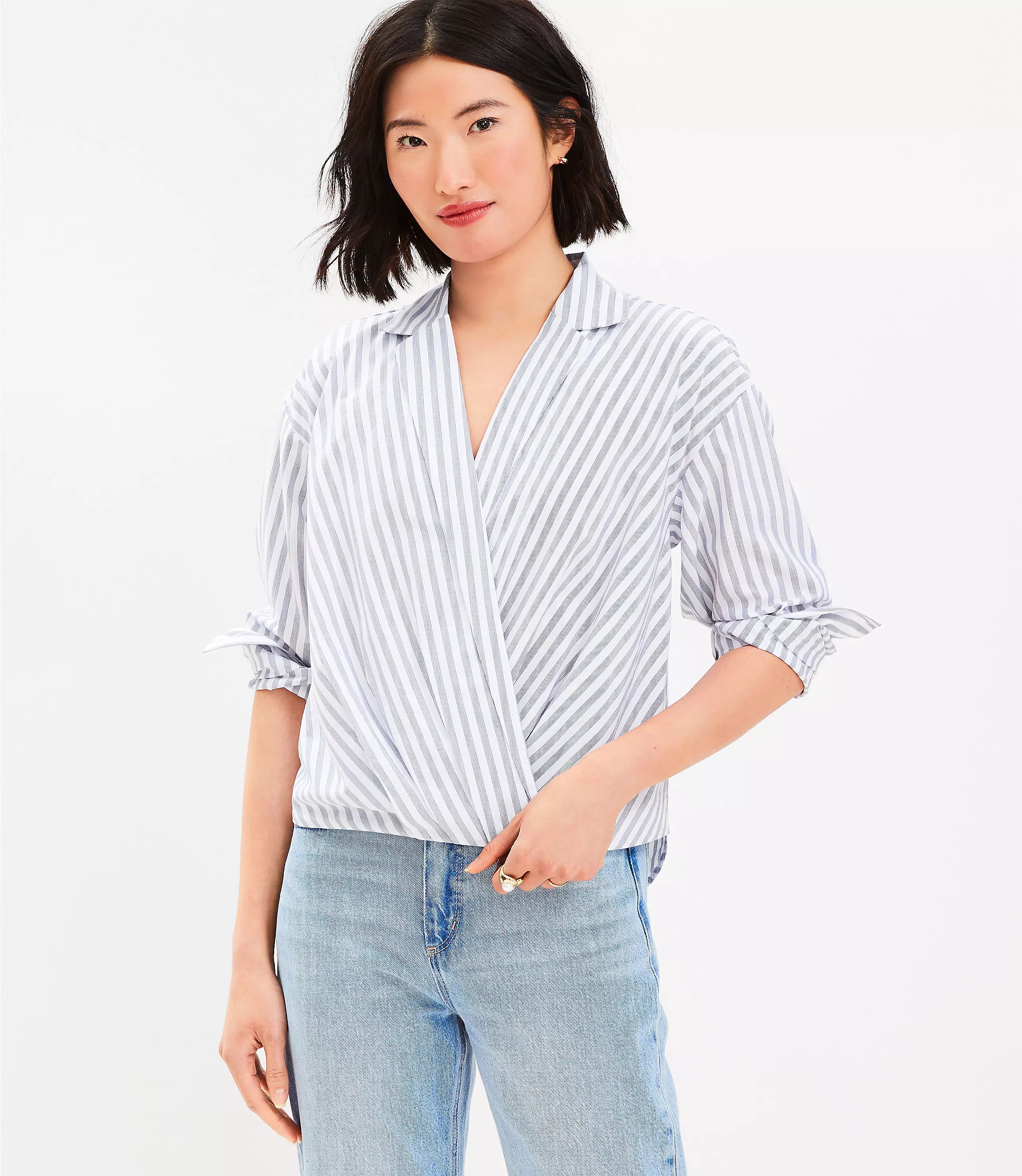 Striped Crossover Everyday Shirt | LOFT