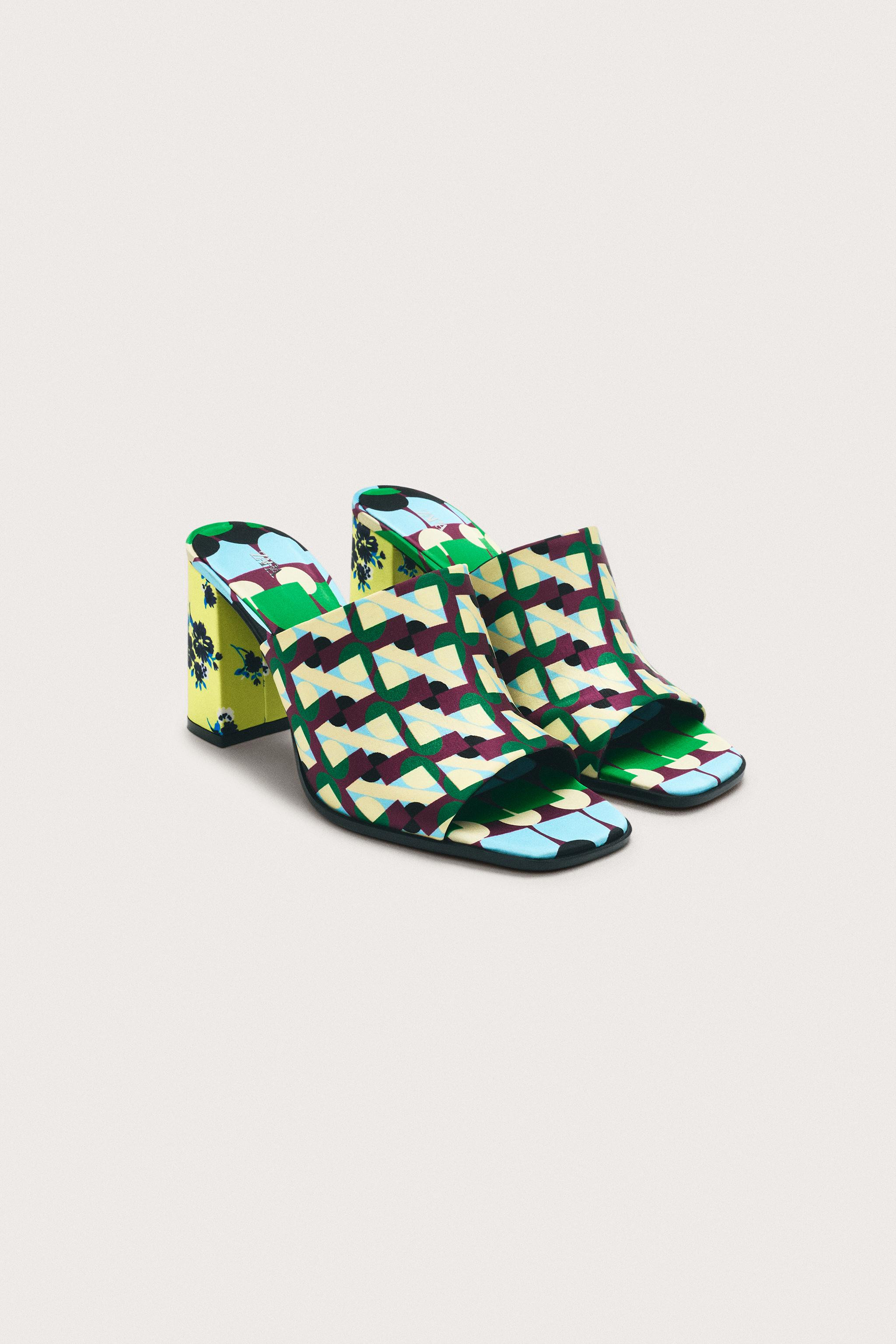 LIMITED EDITION PRINTED HEELED MULES | Zara UK