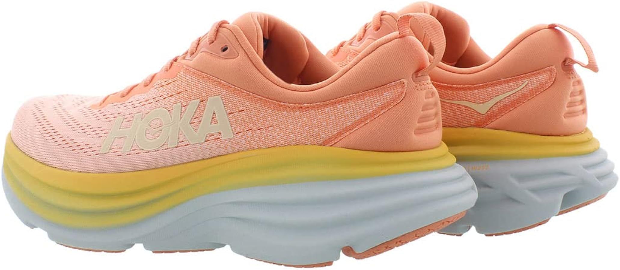 HOKA ONE ONE Bondi 8 Womens Shoes Size 7.5, Color: Shell Coral/Peach Parfait | Amazon (US)