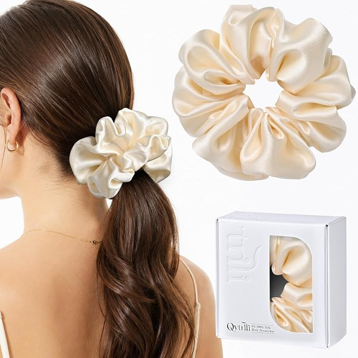 Large Silk Scrunchie for Women, 2 Inch Wide, 30 Momme 6A Mulberry Silk | Amazon (US)