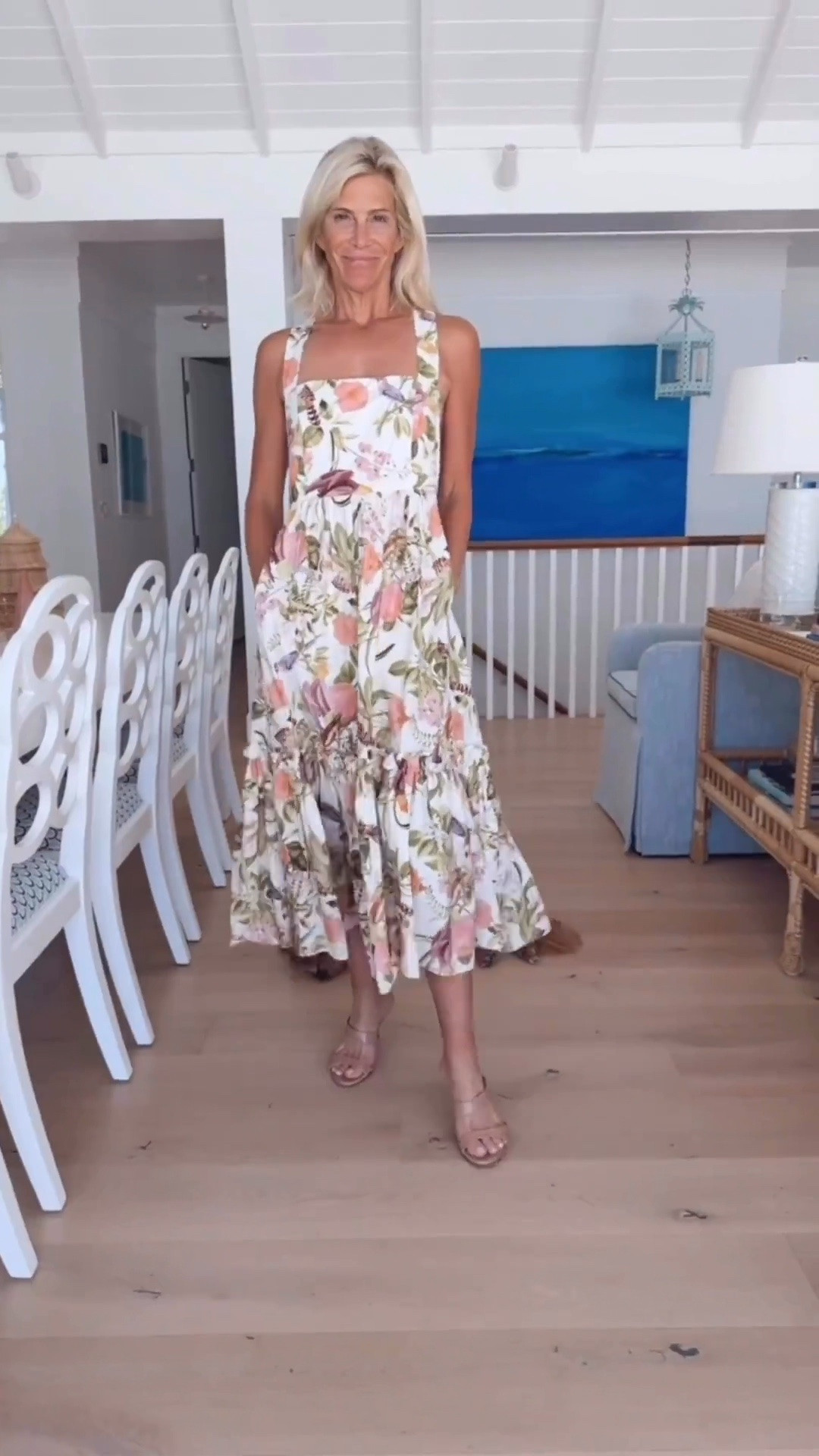 Feminine floral midi dress with a soft flowy silhouette for summer.

#LTKootd #LTKSaleAlert #LTKOver40