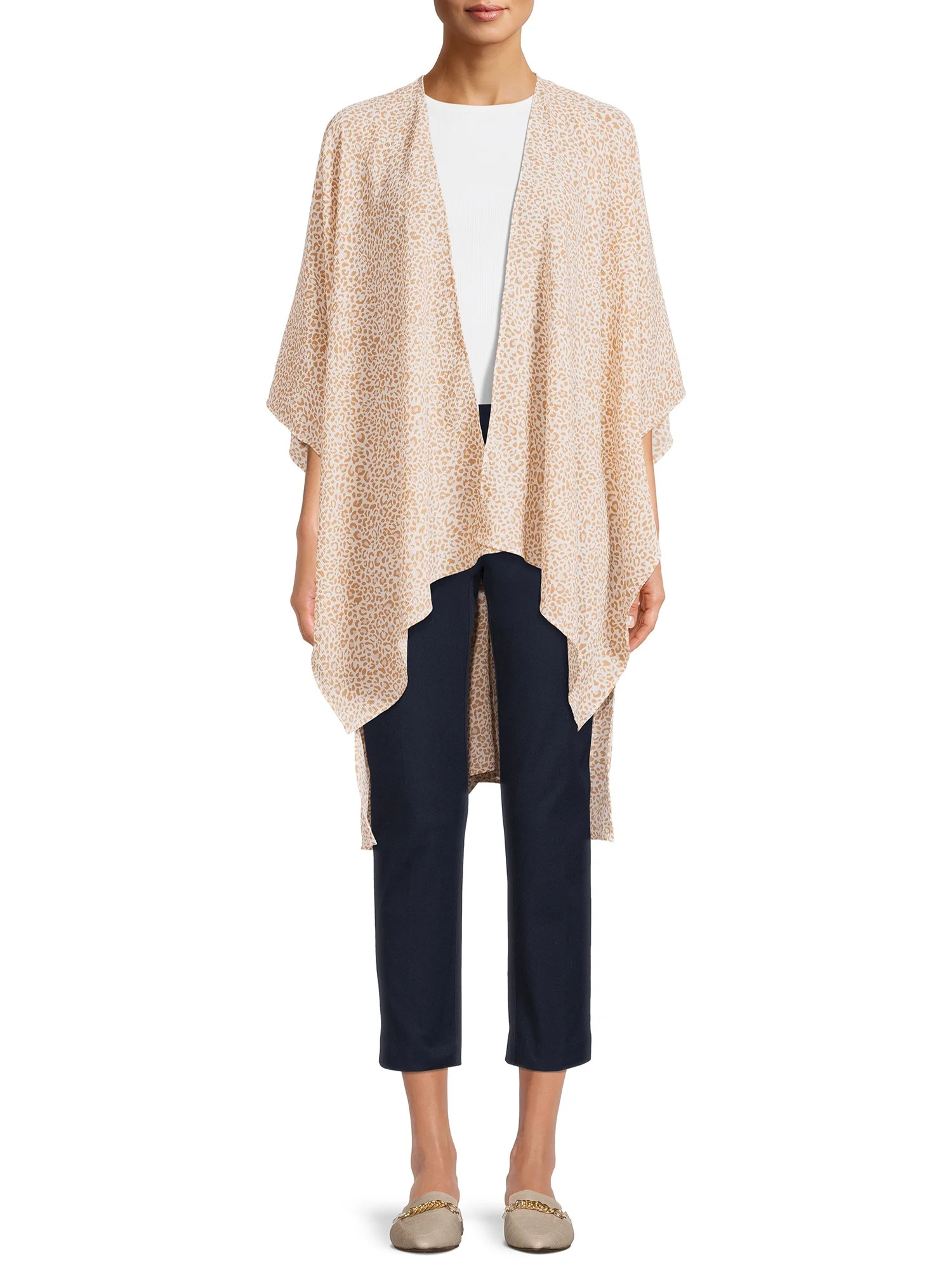 Time and Tru Women’s Snow Leopard High-Low Kimono | Walmart (US)