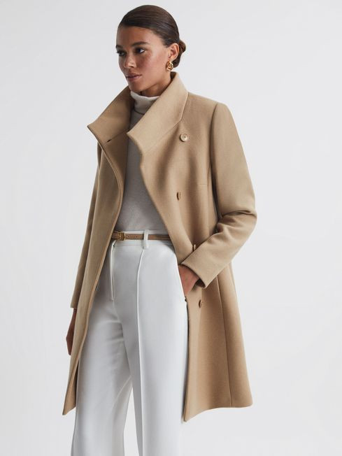 Reiss Camel Mia Wool Blend Mid-Length Coat | Reiss US