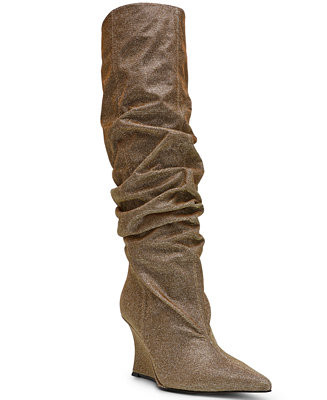 Women's Distortion Knee-High Wide-Calf Slouch Wedge Boots | Macy's