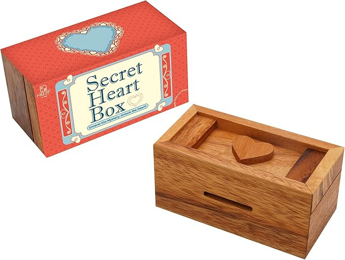 BSIRI Secret Heart Box Brain Teaser Wooden Puzzle Boxes with Hidden Compartments. Ideal Mystery M... | Amazon (US)