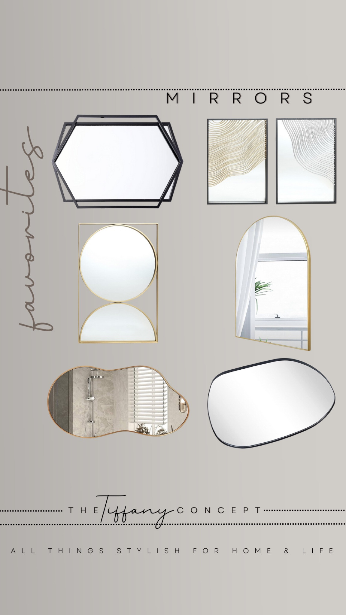 MIRRORS-

Are a wonderful way to brighten up a dark area or to make a space look bigger. Mirrors can be placed almost anywhere in your home to help it look bright and bring a little character to that space.

#LTKHome #LTKFindsUnder100 #LTKFindsUnder50