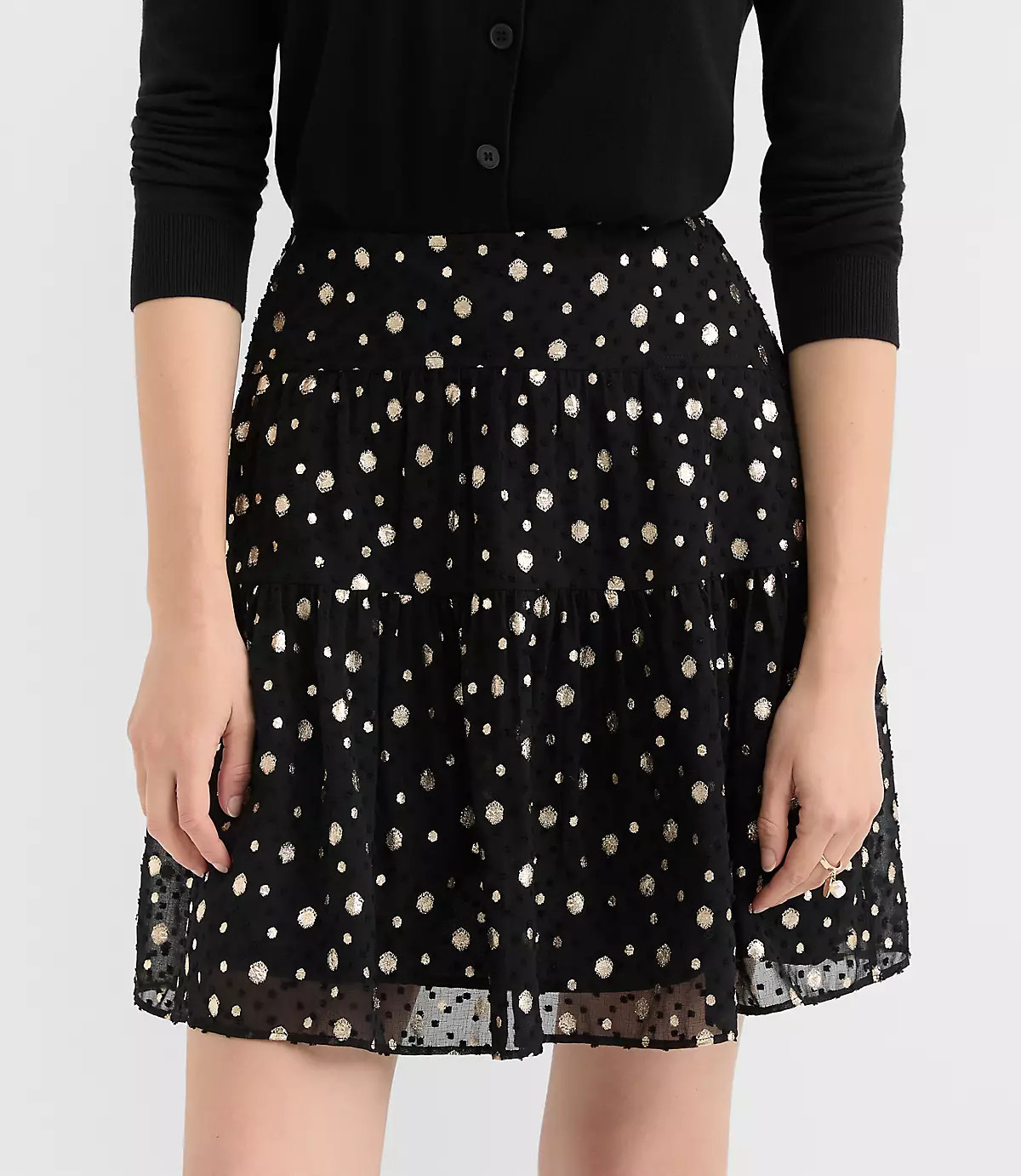 Shimmer Clip Ruffle Mini Skirt | LOFT
