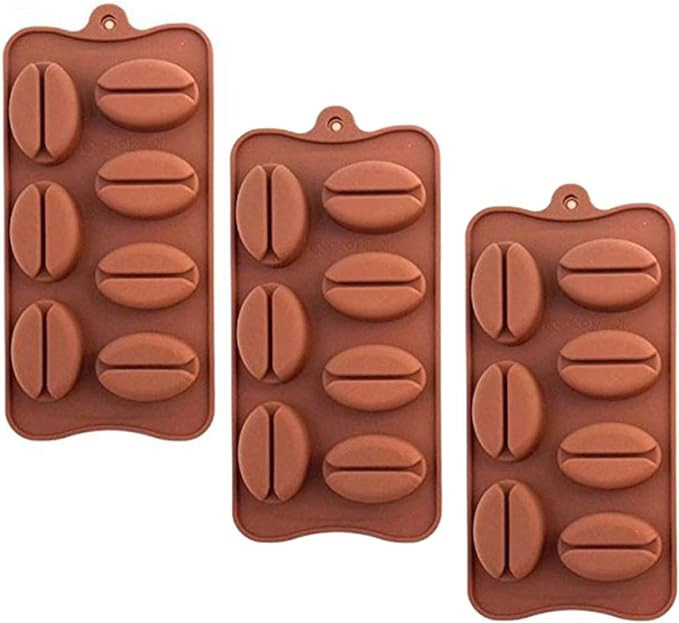 3 Pack X Coffee Bean Shape Ice Cube Chocolate Fondant Soap Tray Mold Silicone | Amazon (US)