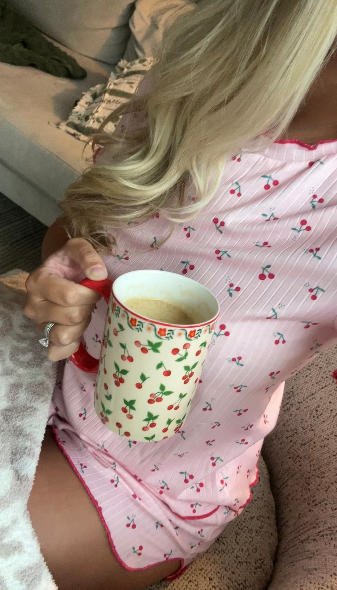 Comfy Loungewear, Matching pajama set, two piece pajama set, cherry print, coffee mug 

#LTKU #LTKFindsUnder50 #LTKHome