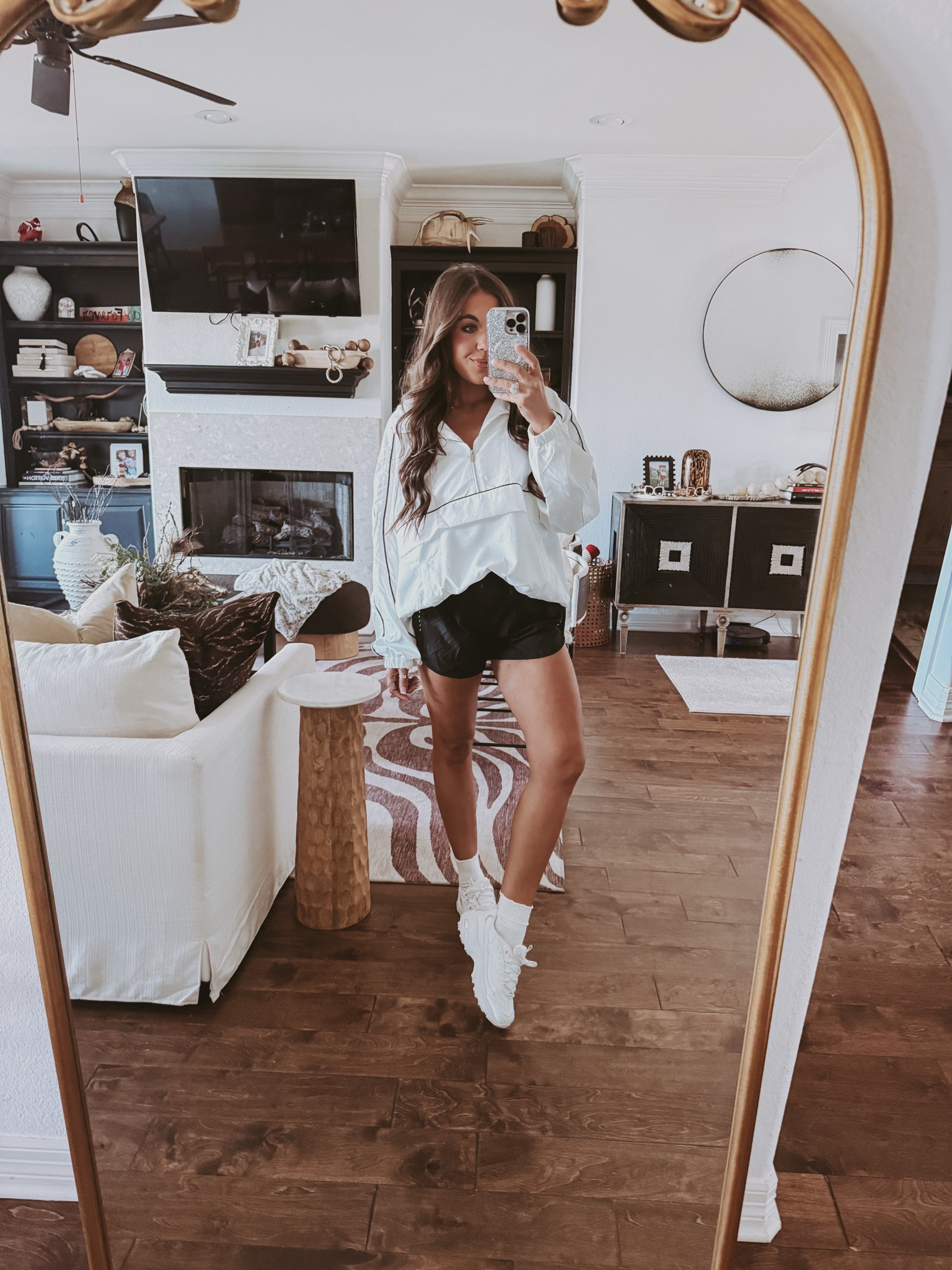 Feeling cozy in this zip pullover (S) and matching shorts (XS) + (XS) tank underneath. Paired with comfy sneakers and my fave lip gloss. 🌸✨ #spring #casual #athleisure

#LTKootd #LTKPetite #LTKSaleAlert