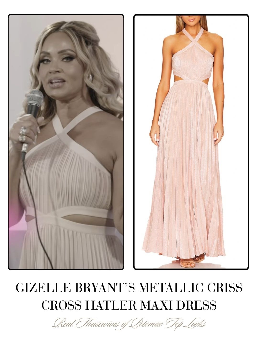 Gizelle Bryant’s Metallic Criss Cross Maxi Dress 