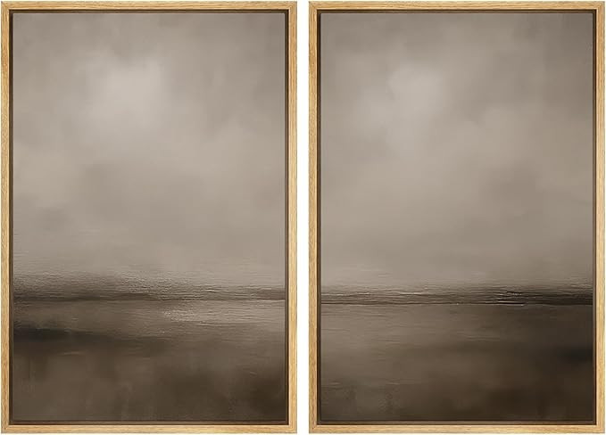 MUDECOR Framed Canvas Print Wall Art Abstract Brown and Taupe Modern Minimalist Misty Landscape I... | Amazon (US)
