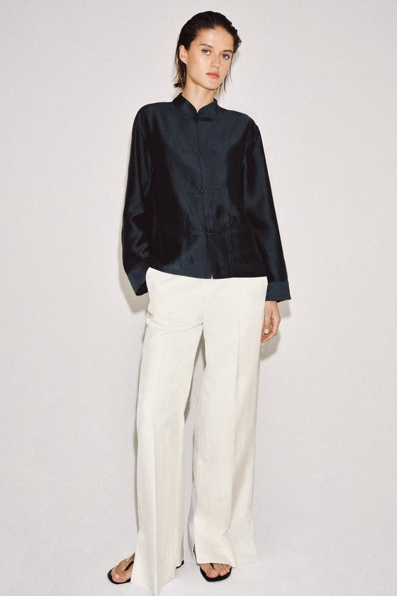 SATIN EFFECT FIREMAN CLASP SHIRT ZW COLLECTION | Zara US