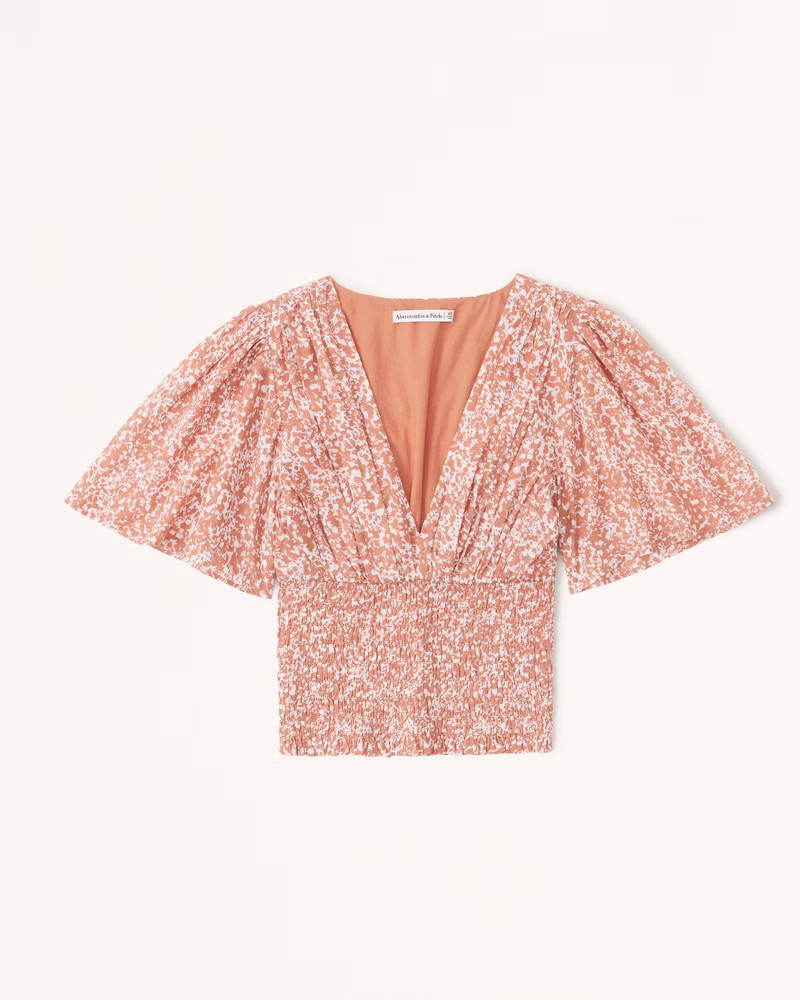 Flutter Sleeve Smocked Waist Top | Abercrombie & Fitch (US)