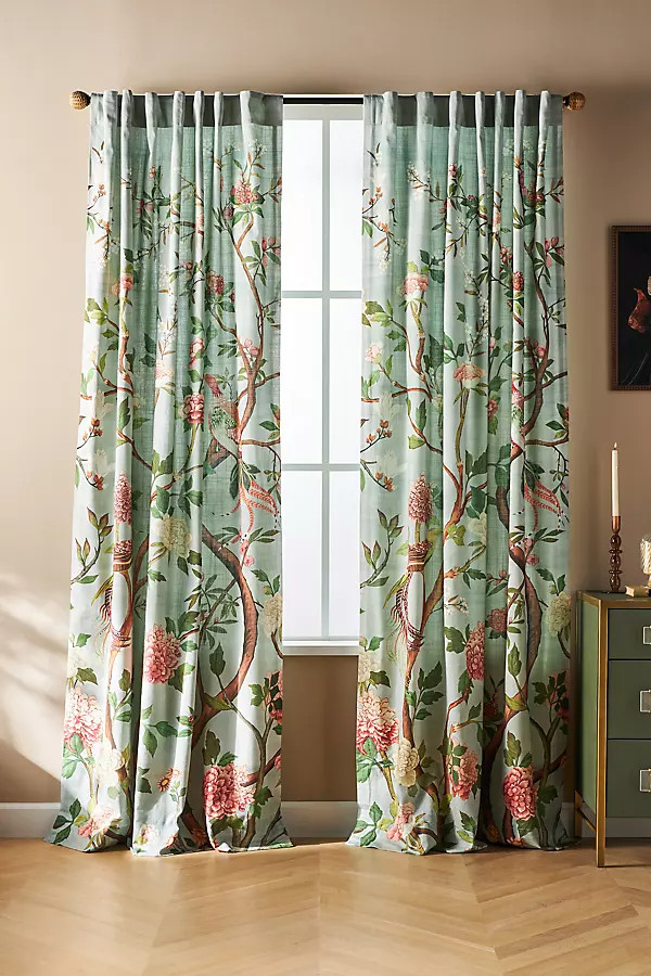 Havenview Organic Cotton Printed Bird Curtain | Anthropologie (US)