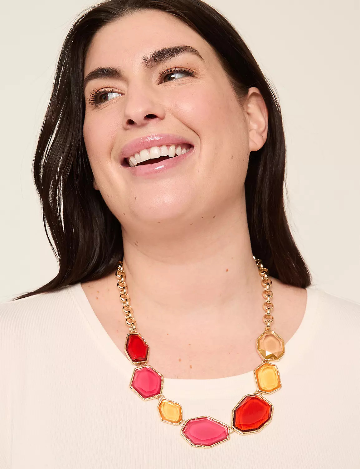 Warm Tones Imitation Stone Statement Necklace | Lane Bryant (US)