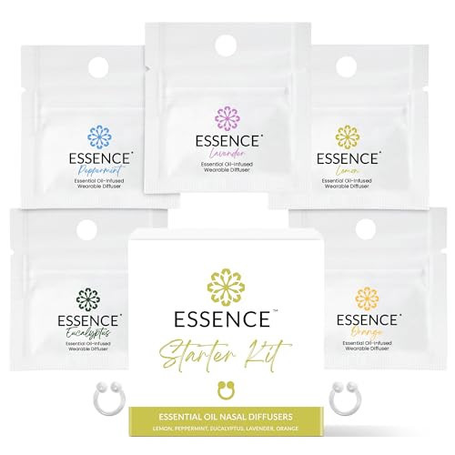Essence Nasal Diffuser Starter Kit – Essential Oil Silicone Nose Ring Inhalers for Beginners – Wearable Aromatherapy Bundle for Relaxation, Energy & Breathing Support | Amazon (US)