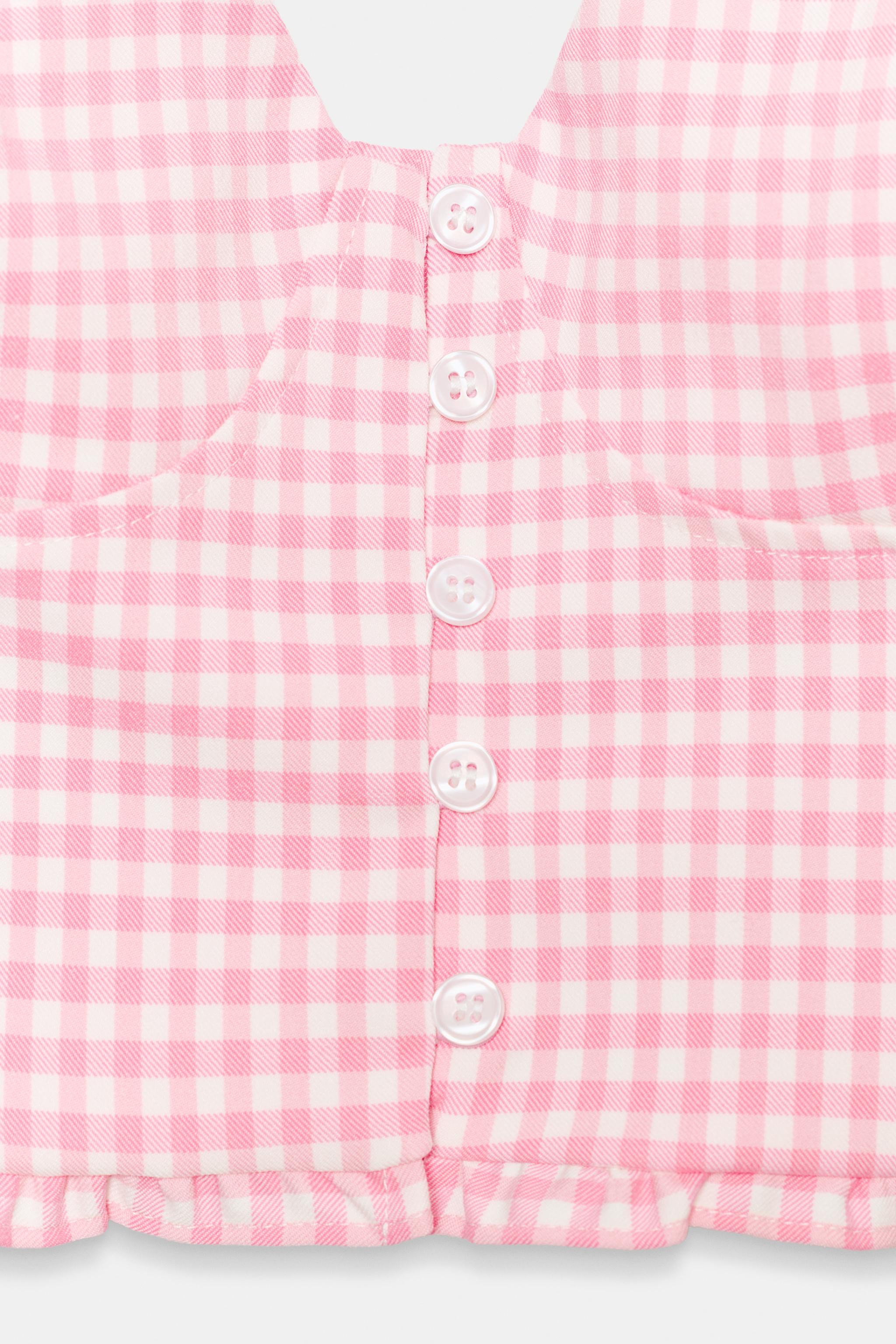 GINGHAM RUFFLED CROP TOP | Zara US