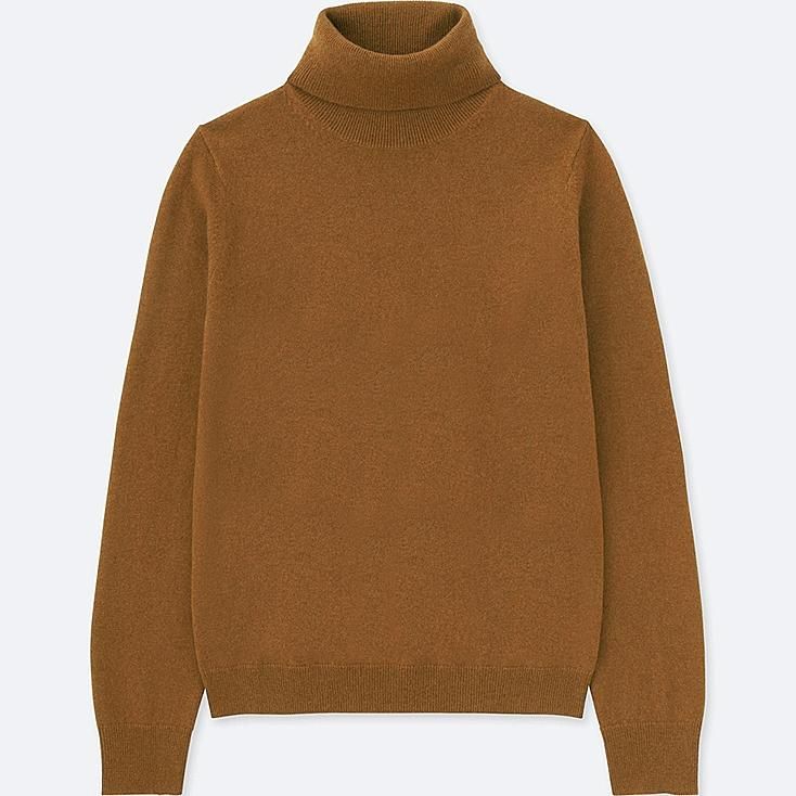 UNIQLO Women's Cashmere Turtleneck Sweater, Brown, L | UNIQLO (US)