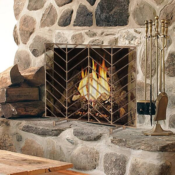 Modern Iron Single Panel Fireplace Screen Decorative Mesh Cover Baby Safe Proof Fire Placebrand ... | Bed Bath & Beyond