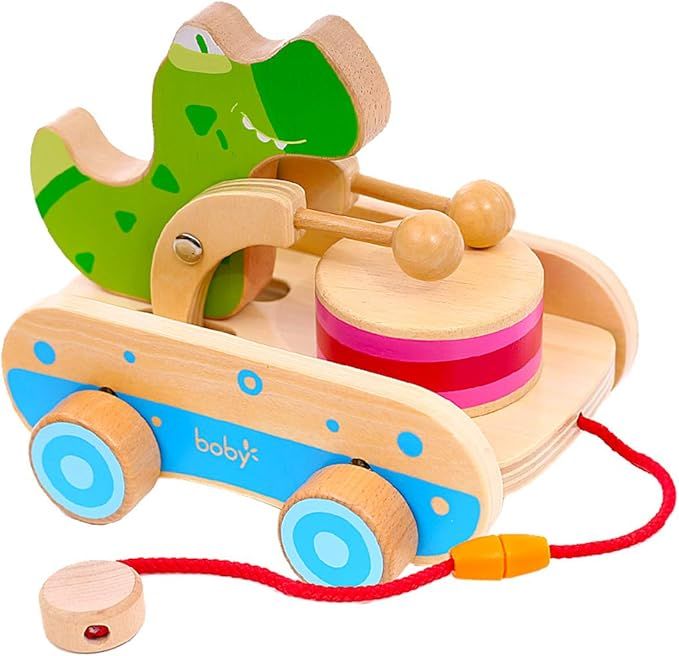 Boby Wooden Pull Toys for Toddlers, Crocodile Beating Drum Push Toy, Best Gifts for 2 3 4 Year Ol... | Amazon (US)