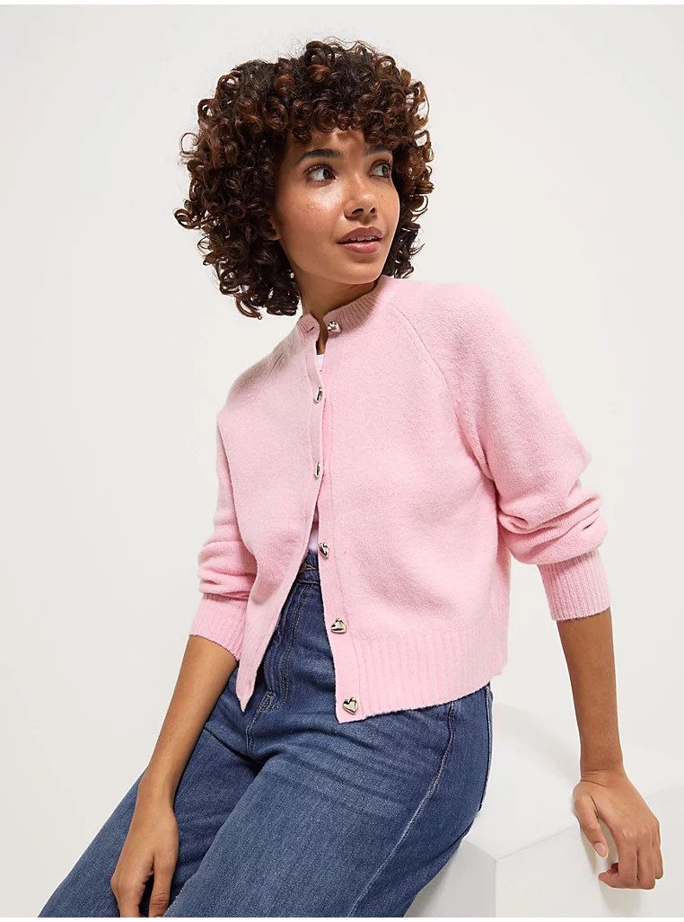 Pink Heart Button Cardigan | George at ASDA