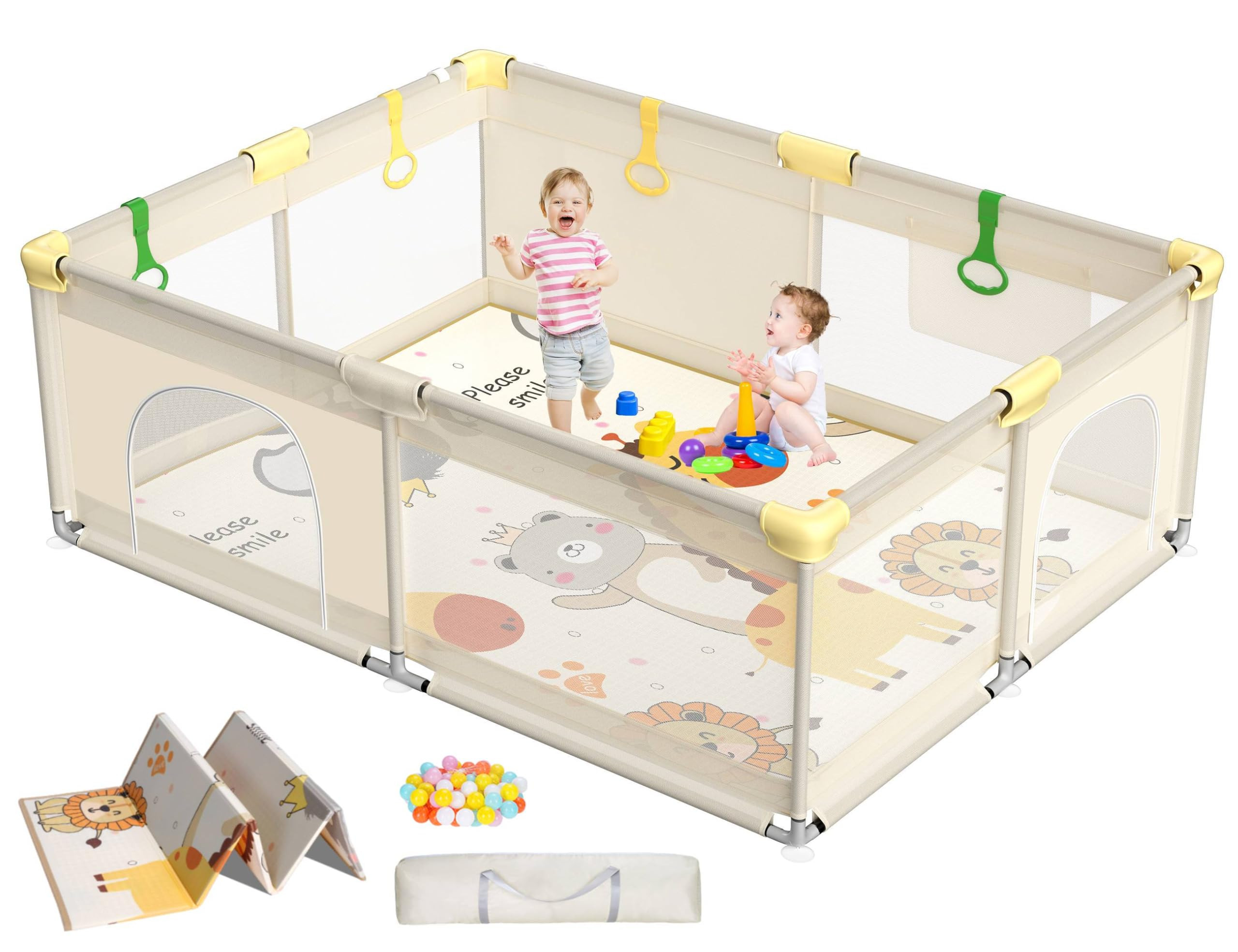 Baby Playpen with Mat, 71" × 59" Extra Large Playpen for Babies and Toddler, Baby Play Yard with... | Amazon (US)