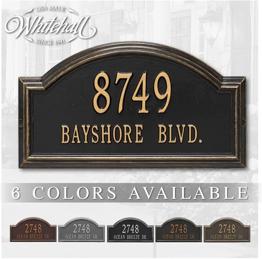 Whitehall™ Personalized Cast Metal Address plaque - The Providence Arch Plaque. Made in the USA... | Amazon (US)