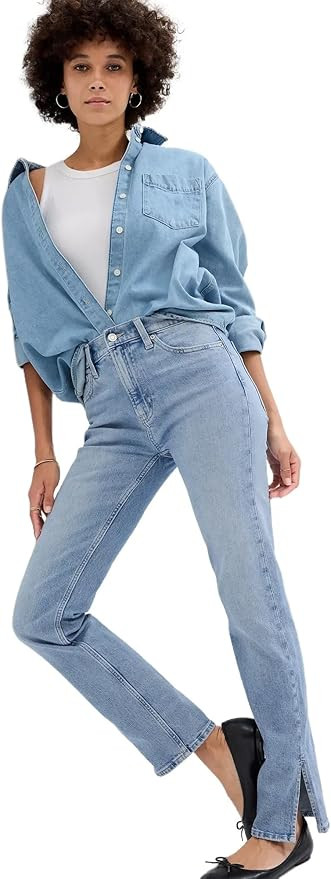 Gap Womens High Rise 90s Straight Fit Denim Jeans | Amazon (US)