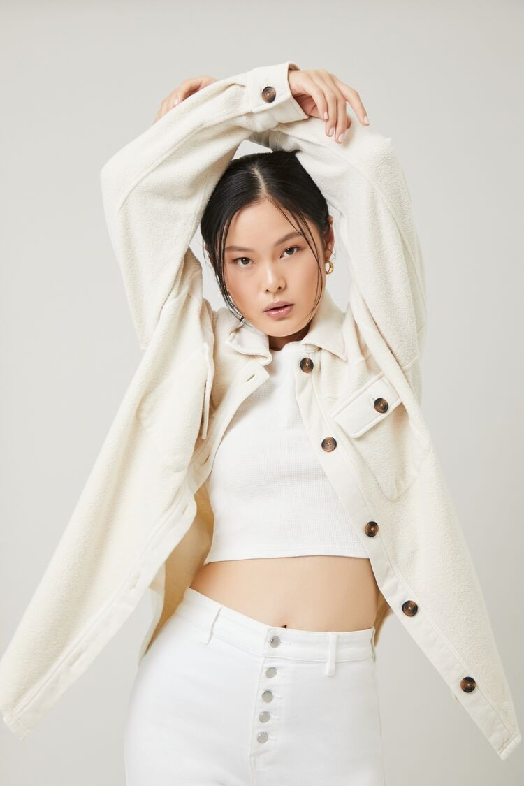 Reverse Cotton Fleece Shacket | Forever 21 (US)