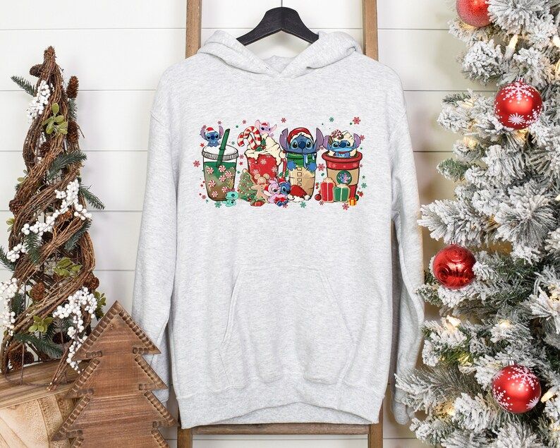 Stitch Christmas Coffee Hoodie, Disney Christmas Latte Sweatshirt, Christmas Starbucks Shirt, Dis... | Etsy (US)