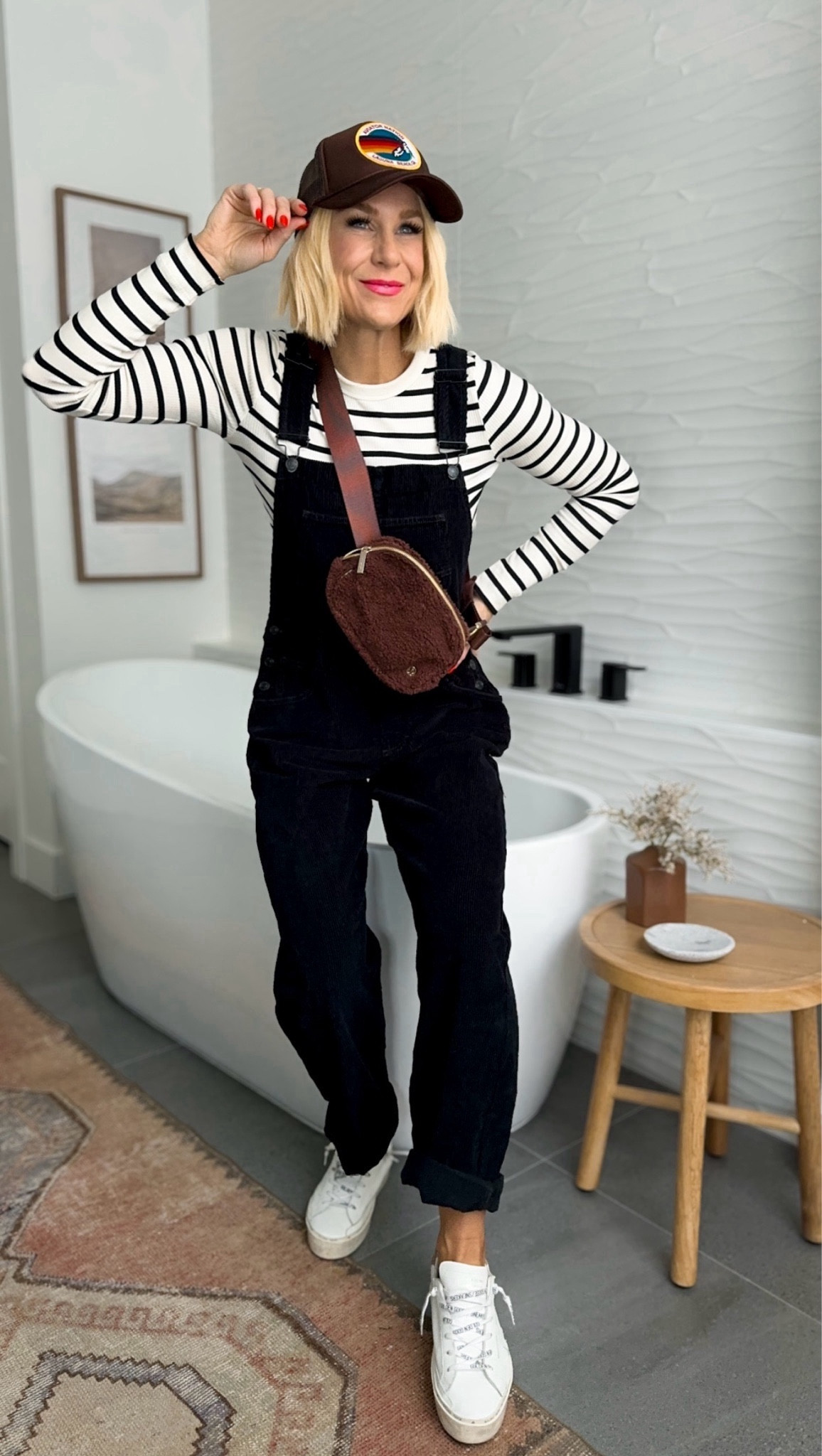 Overalls outfit! I haven’t styled overalls for a while, but they’re so easy with a long sleeve! Went causal, but plan to dress them up, too. This exact pair is selling out fast. Linked a bunch of similar ones!
Overalls: Wearing a medium, but probably could’ve done a small. 
Top: runs small, so size up if in between. Wearing a medium.
Hat is Aviator Nation — linked a bunch of brown ones I found!

#LTKSeasonal #LTKover40 #LTKHoliday