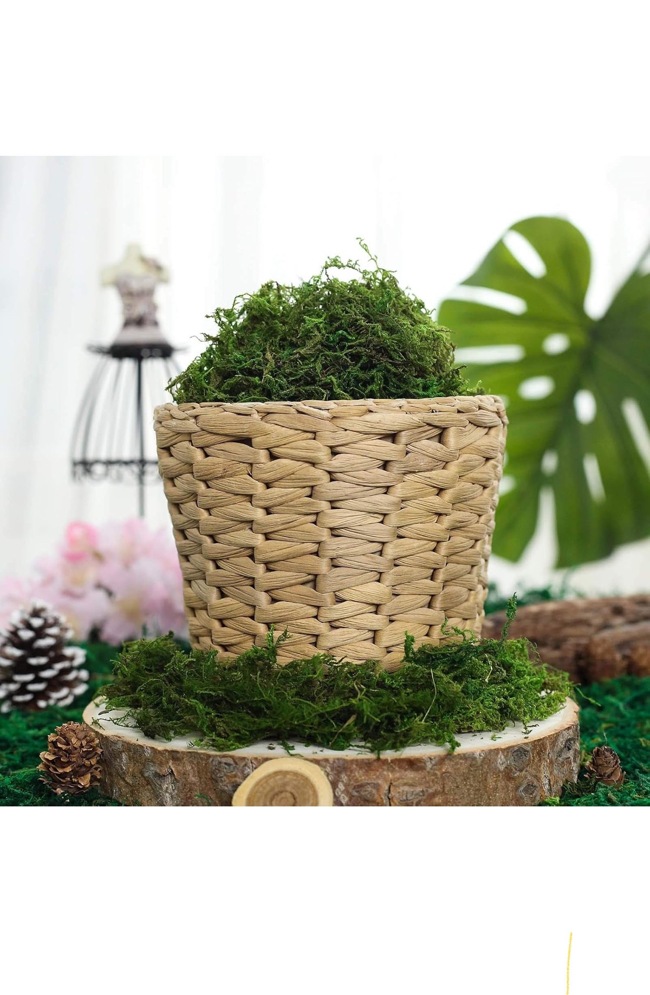 BYHER Artificial Moss Fake Green Grass for Centerpieces Home Kitchen Garden Decor (8OZ, Fresh)