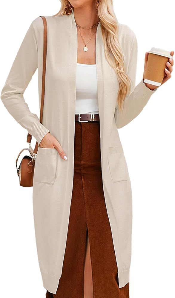 GRACE KARIN Women's 2024 Trendy Long Cardigan Sweaters Open Front Long Sleeve Maxi Duster Coats w... | Amazon (US)