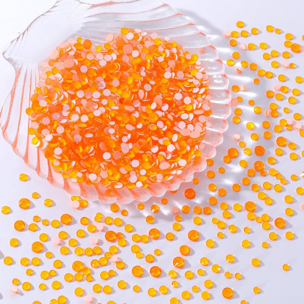 Neon Orange Flatback Rhinestones, Glass Rhinestones for Nail Art and Craft, Glue Fix, Loose Cryst... | Amazon (US)