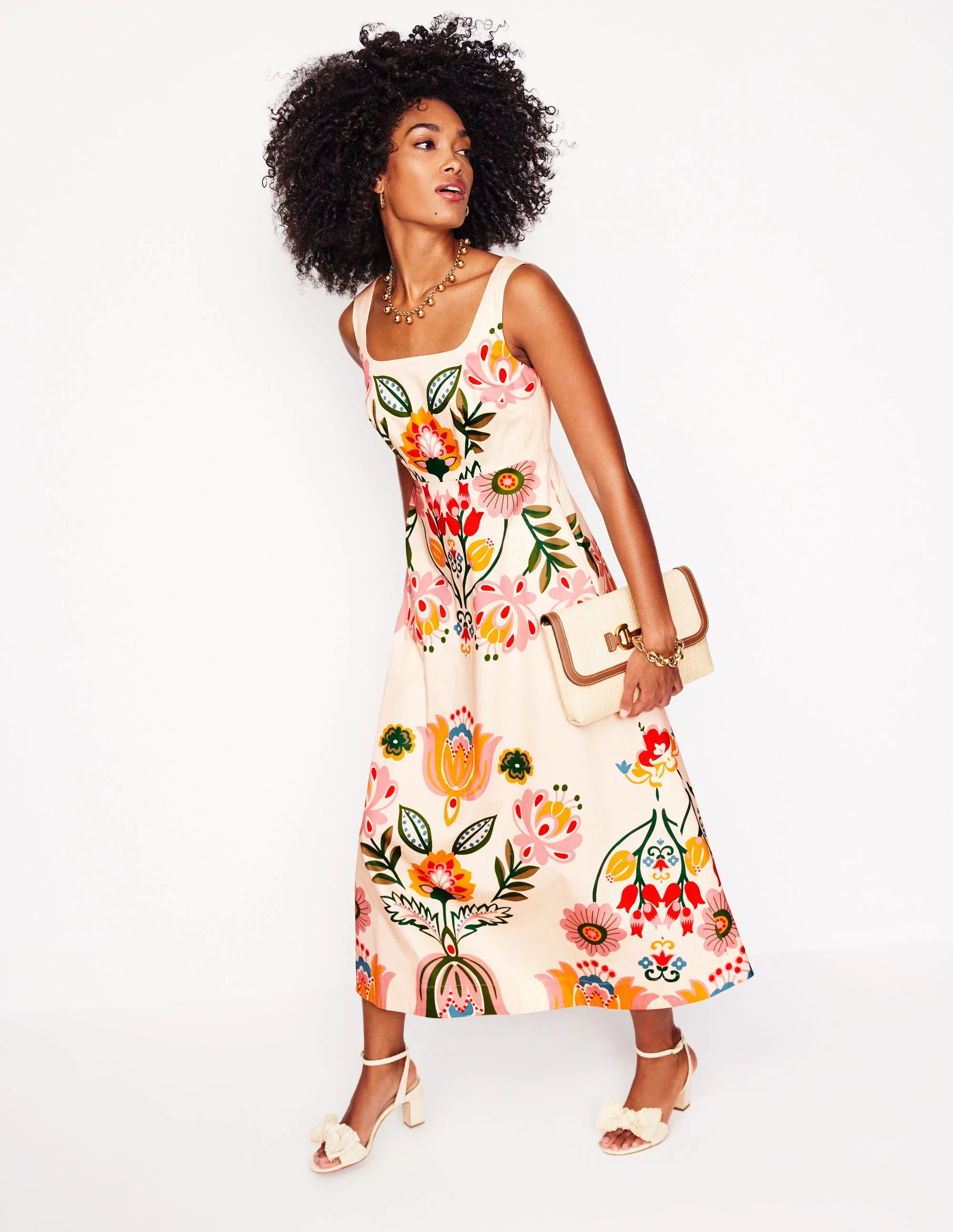 Square Fit & Flare Dress-Ivory, Tulip Fusion | Boden (US)