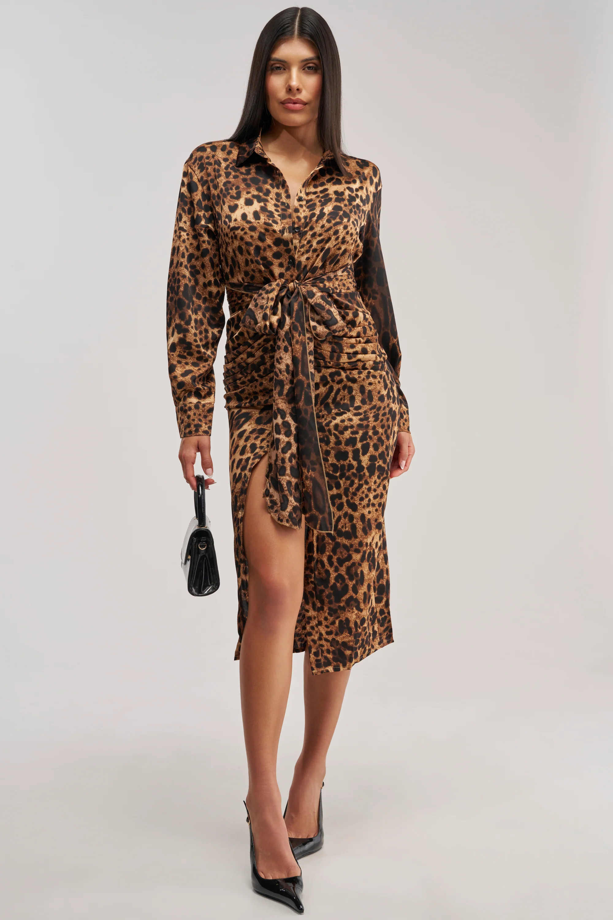 GOLDEN RADIANCE CHEETAH MIDI DRESS | AKIRA