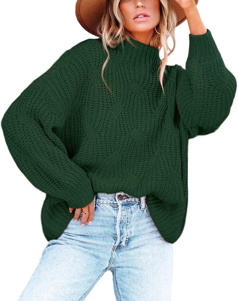 Women's Oversized Crewneck Sweater Drop Shoulder Loose Long Sleeve Knit Pullover Sweater | Amazon (US)