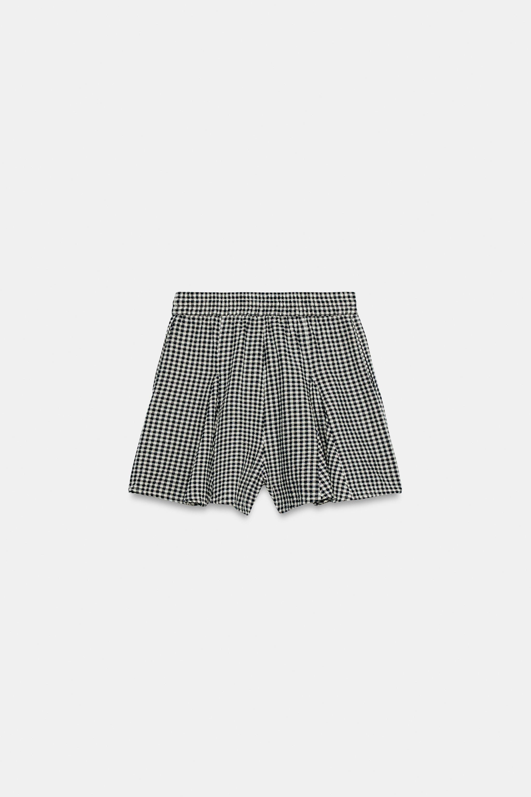 GINGHAM CHECK FLARED SKORT | Zara US