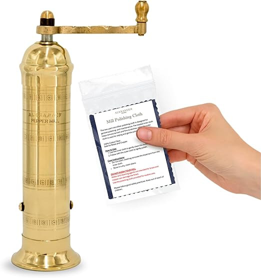 Original Greek Pepper Mill, 8-Inch Brass – European Manual Pepper Grinder, Refillable, with Pol... | Amazon (US)